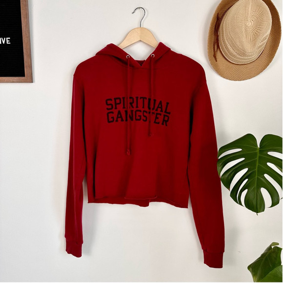 Spiritual Gangster Tops - Spiritual Gangster Cropped Hoodie Womens Size Small Maroon